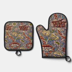Ensemble De Gant De Cuisine Et De Manique William Morris Wandle Anglais Floral Damask Design