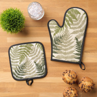 Ensemble De Gant De Cuisine Et De Manique Woodland Ferns 