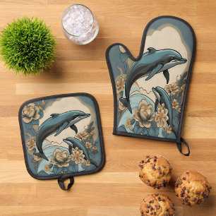 Ensemble De Gant De Cuisine Et De Manique Zanzibar kaléidoscopique