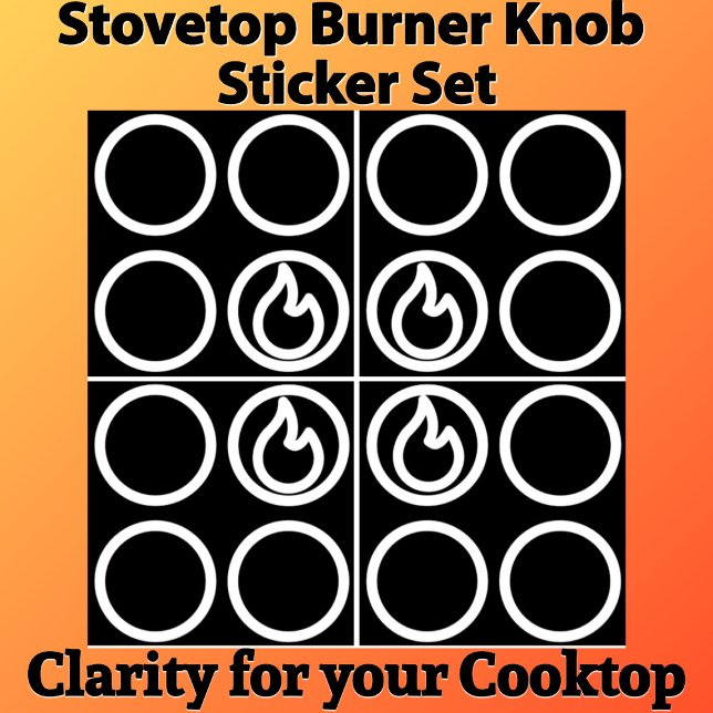 Ensemble de guides de Étiquette de graveur de noeu (Position guide sticker set.
Visual aid for stovetop knobs on appliance control panels.)