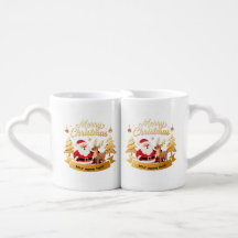Ensemble de mugs de Noël pour couple, Père Noël et