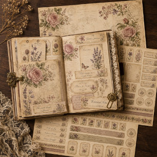 Ensemble de papier artisanat de journal botanique