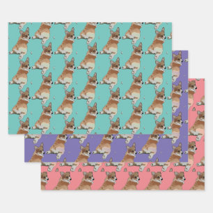 Ensemble de papier cadeau Corgi