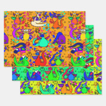 Ensemble de papier cadeau de dragon de dessin anim