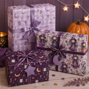 Ensemble de papier cadeau Halloween Sorcière Viole