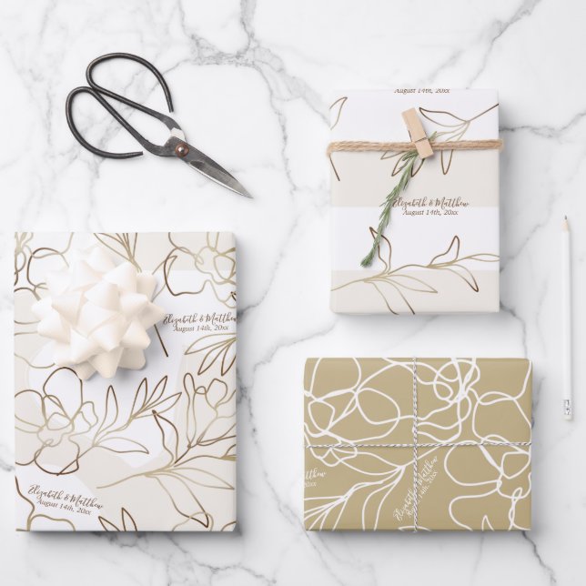 Ensemble de papier cadeau pour mariage, fête prénu (Recto)