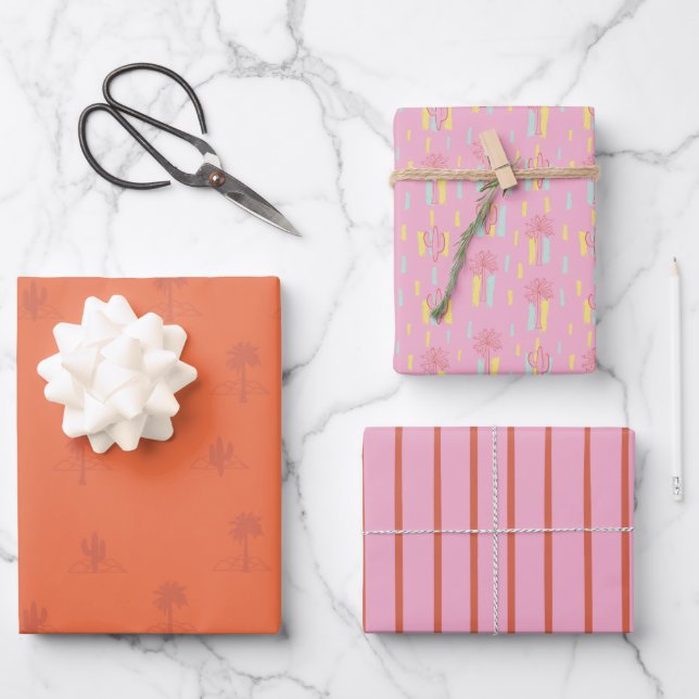 Ensemble de papier cadeau Rétro Palm Springs 3 (Recto)