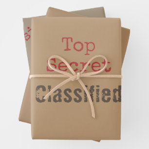 Ensemble de papier cadeau top secret drôle