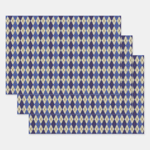 Ensemble de papier d'emballage Argyle Scone Bleuet