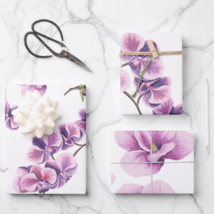 Ensemble de papier d'emballage Orchidée Violette
