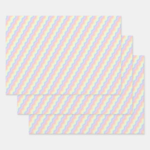 Ensemble de papier d'emballage Pastel Rainbow Wave