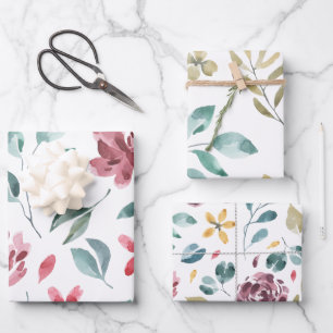 Ensemble de papier d'enveloppement botanique aquar