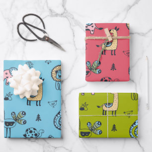 Ensemble de papier d'enveloppement d'animaux captu