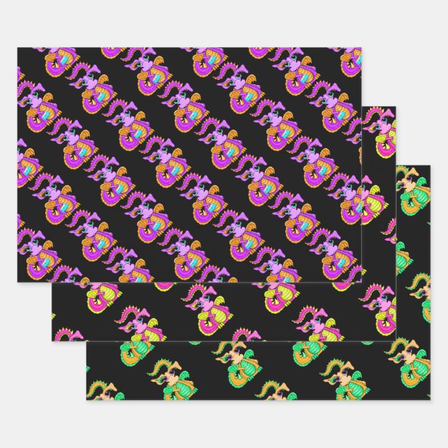 Ensemble de papier d'enveloppement de dragon (Lot)