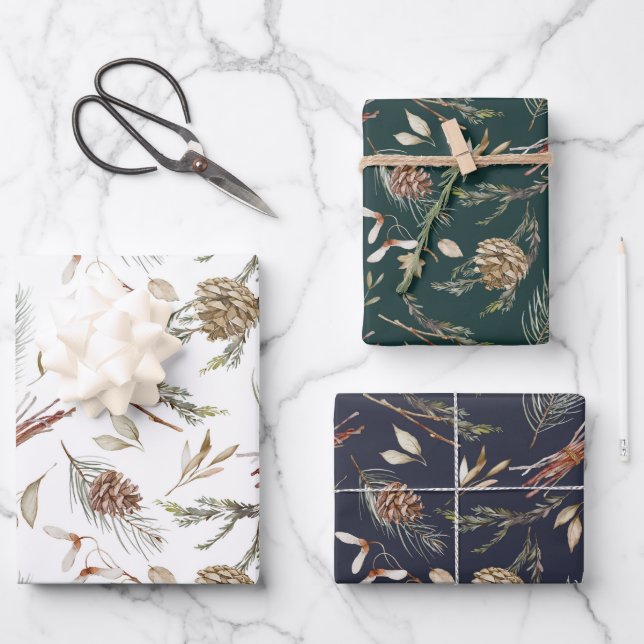 Ensemble de papier d'enveloppement de pinecone d'h (Recto)