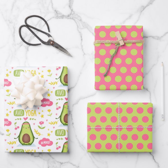 Ensemble de papier d'enveloppement de Yoga Avocado (Recto)