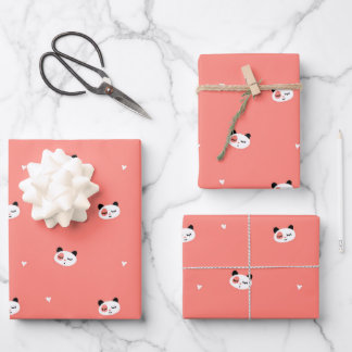 Ensemble de papier d'enveloppement Panda Cute