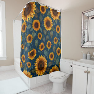 Ensemble de rideau de douche de tournesol vibrant