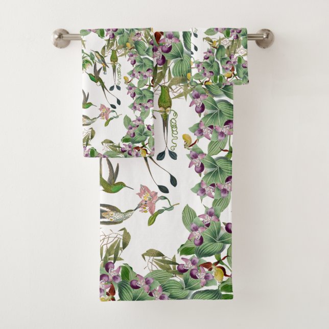 Ensemble de serviette de Bath de fleur d'orchidée (En situation)