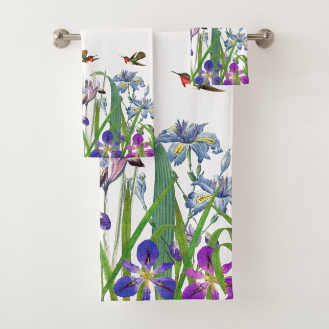 Ensemble de serviette de Bath de fleurs d'iris (En situation)
