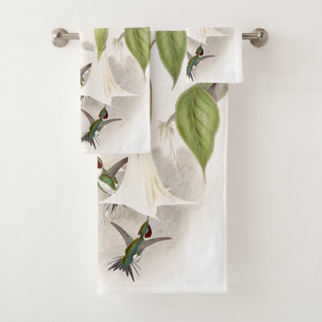 Ensemble de serviette de Bath de fleurs d'oiseaux (En situation)