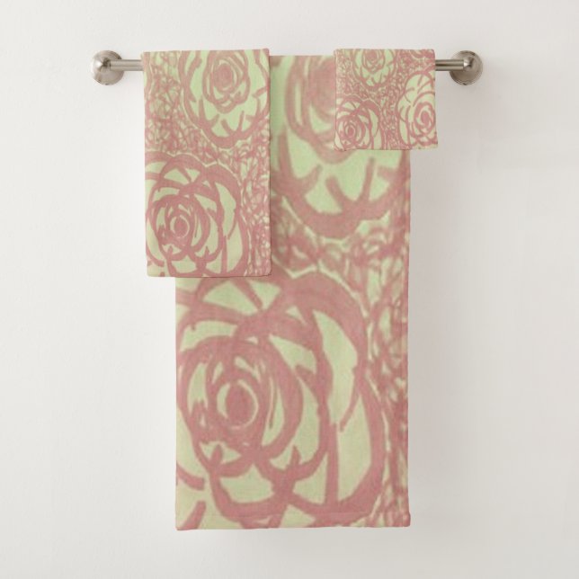 Ensemble de serviette de Bath de rose de rose (En situation)