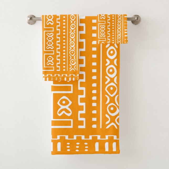 Ensemble de serviette de Mudcloth d'or jaune (En situation)