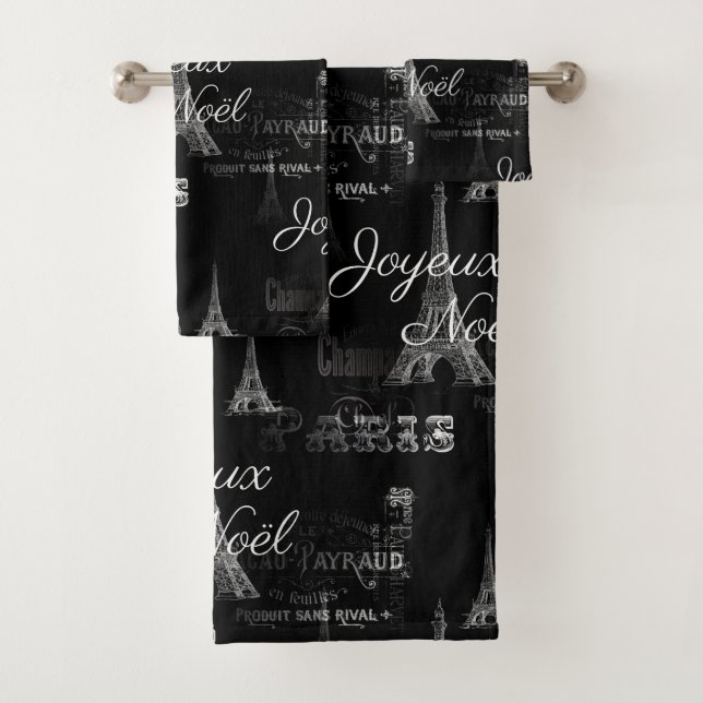 Ensemble de serviette de noir de Noël de Paris (En situation)