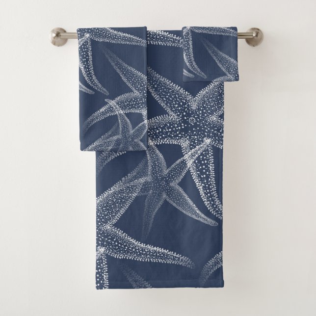 Ensemble de serviette de plage de bleu marine (En situation)