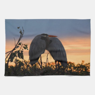 Ensemble de serviette de plat de couples de héron