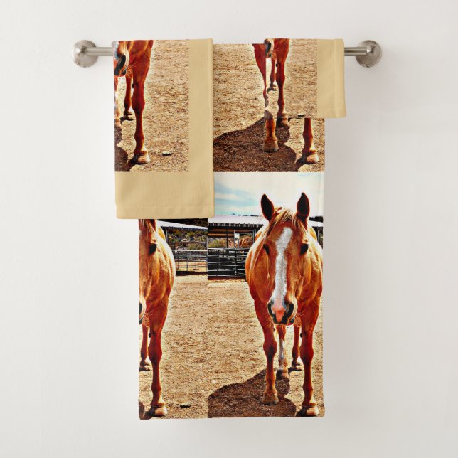 Ensemble de serviette de salle de bains de cheval (En situation)