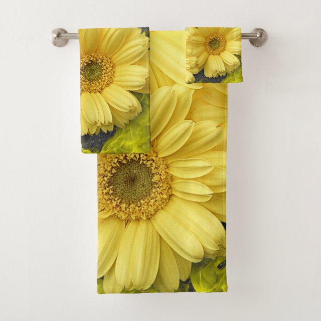 Ensemble de serviette de salle de bains de fleurs (En situation)