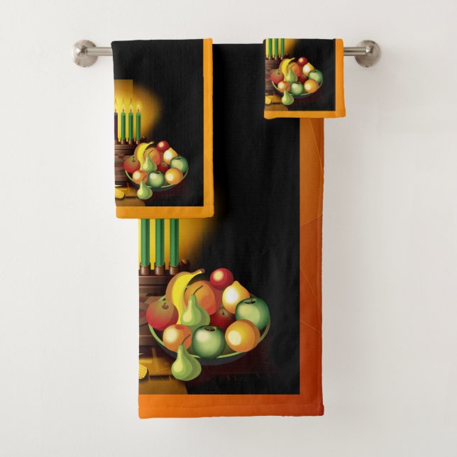Ensemble de serviette de salle de bains de Kwanzaa (En situation)