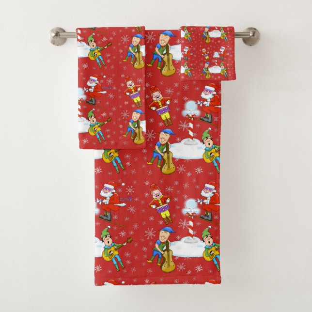 Ensemble de serviette de salle de bains de Noël (En situation)