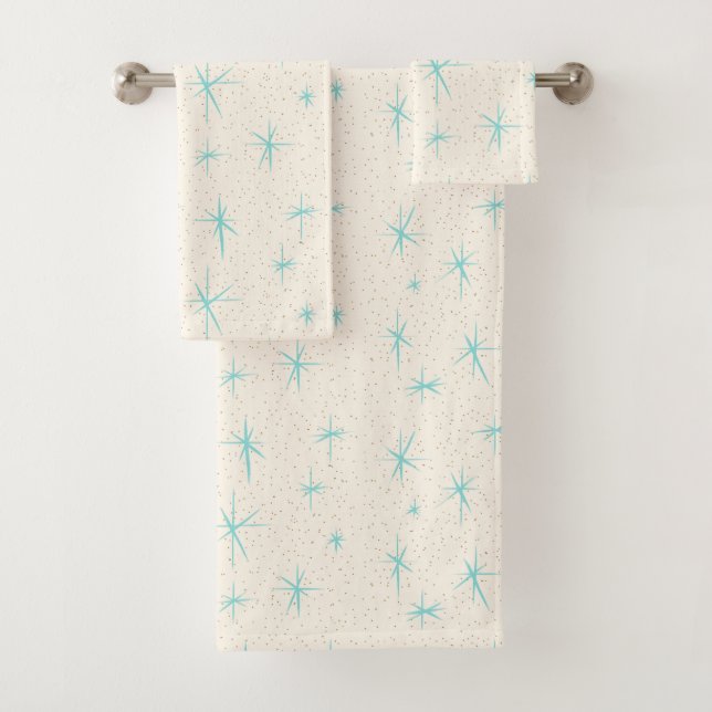 Ensemble de serviette de Starburst de turquoise (En situation)