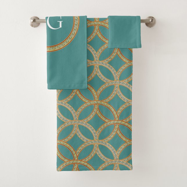 Ensemble de serviettes à monogramme moderne l moti (En situation)