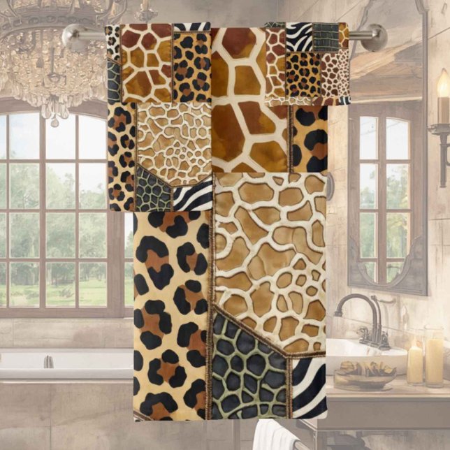 Ensemble de serviettes à motif patchwork d'animaux (Créateur téléchargé)
