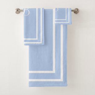 Ensemble de serviettes bleu bébé paraphé