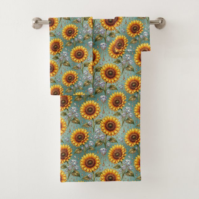 Ensemble de serviettes Bohème Tournesols et Diaman (En situation)