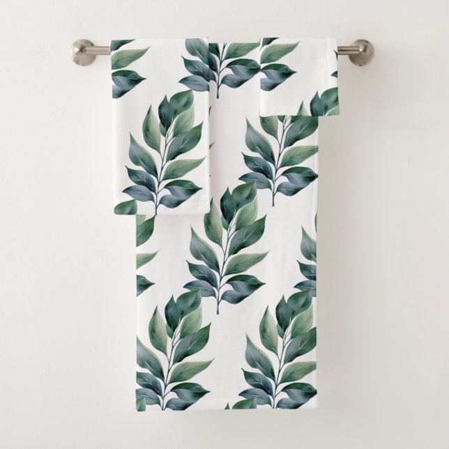 Ensemble de serviettes botaniques de verdure (En situation)