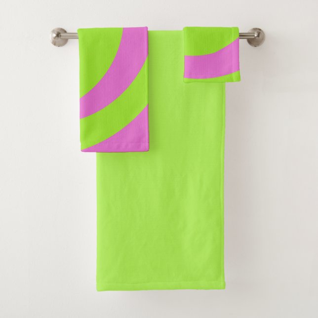 Ensemble de serviettes d'art abstrait vert citron  (En situation)