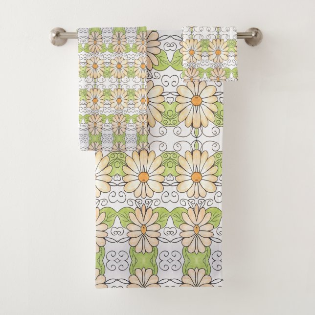 Ensemble De Serviettes De Bain À Motif De Faisée (En situation)