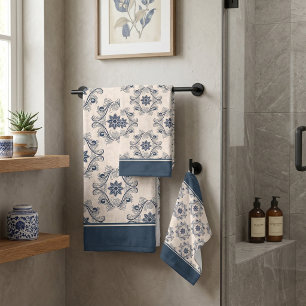 Ensemble de serviettes de bain à motif vintage ble
