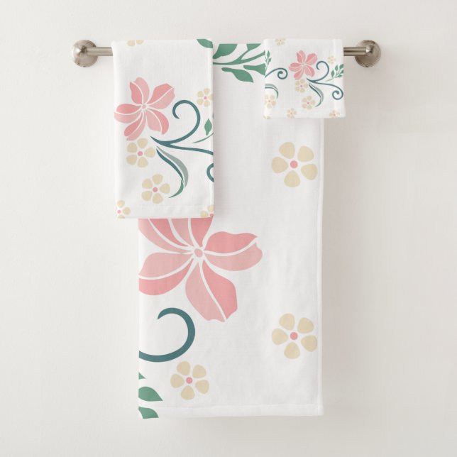 Ensemble de serviettes de bain à motifs floraux ro (En situation)