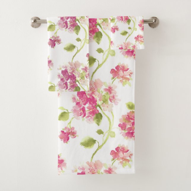 Ensemble De Serviettes De Bain À Motifs Floraux Ro (En situation)