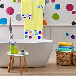 Ensemble de serviettes de bain à points multicolor