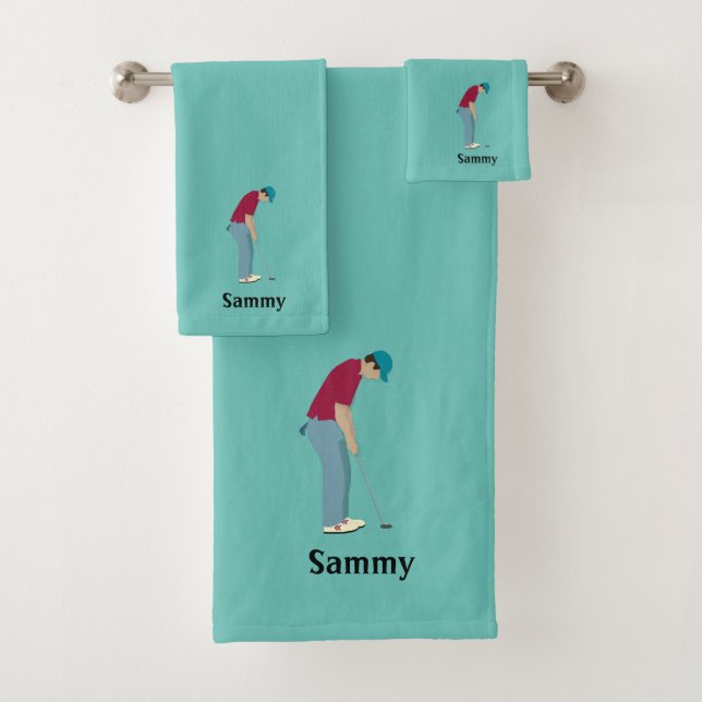 Ensemble de serviettes de bain à thème de golf tur (En situation)