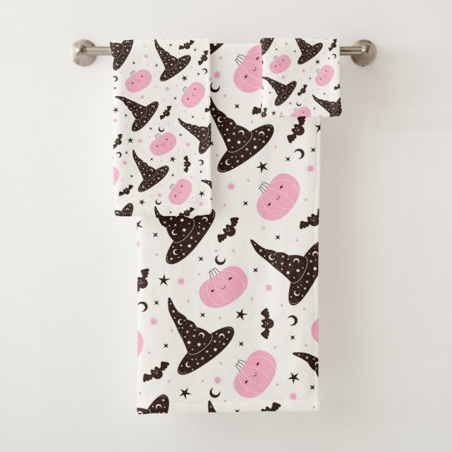 Ensemble de serviettes de bain à thème Halloween (En situation)