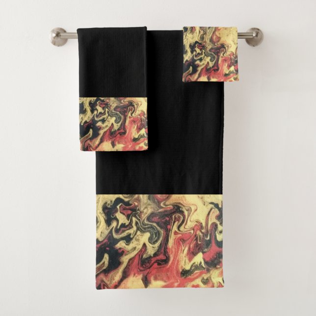 Ensemble de serviettes de bain Abstrait en or noir (En situation)