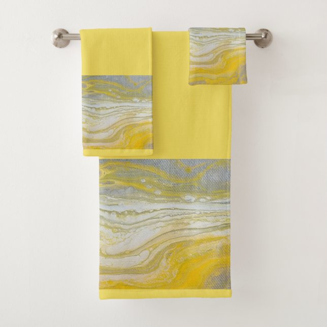 Ensemble de serviettes de bain Abstrait jaune et g (En situation)